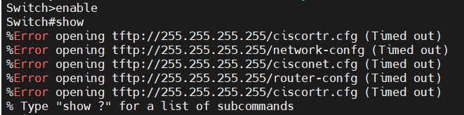 Console连接Cisco交换机%Error opening tftp...(time out)